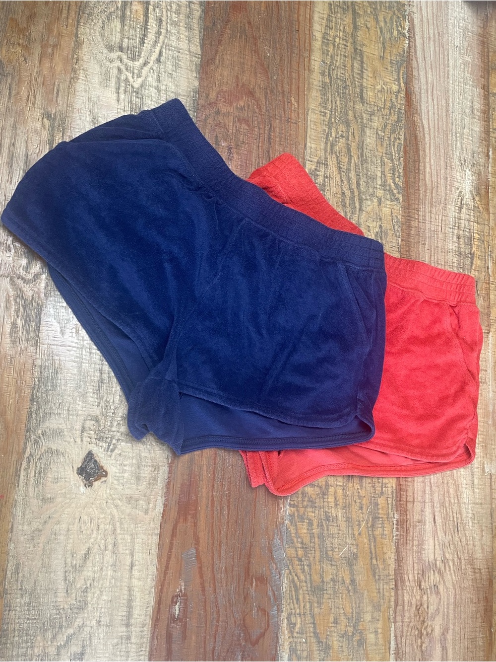 aerie Navy and Red Plush Lounge Shorts Duo